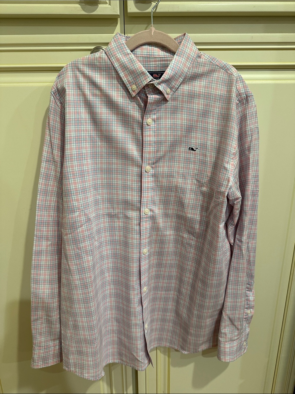Vineyard Vines Pink and Light Blue Plaid Button-Down Shirt